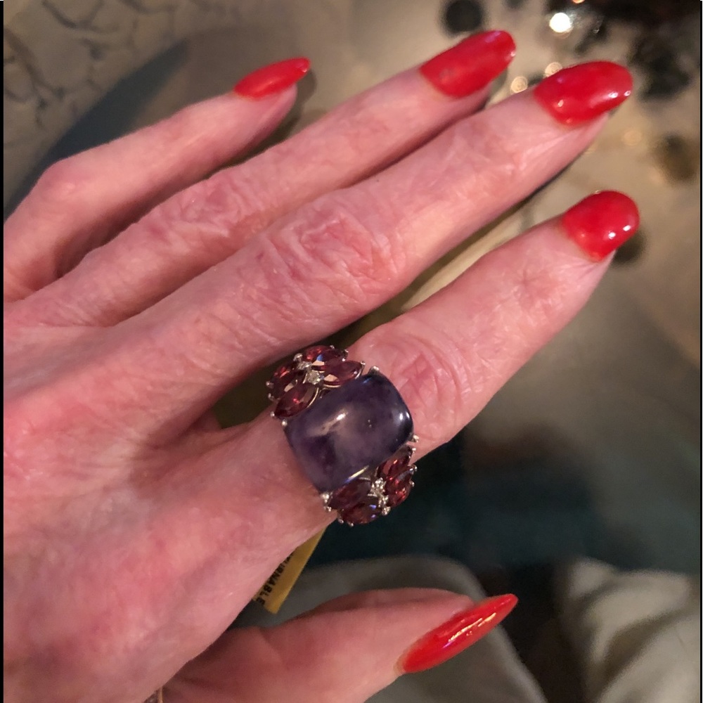 Sierra Madre opal & Rodalite Garnet W/diamond ring - Picture 4 of 4